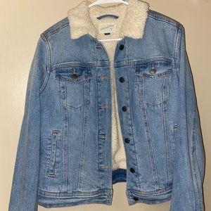 faux fur cotton jean jacket